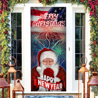 Happy New Year And Merry Christmas Door Cove - Christmas Outdoor Decoration