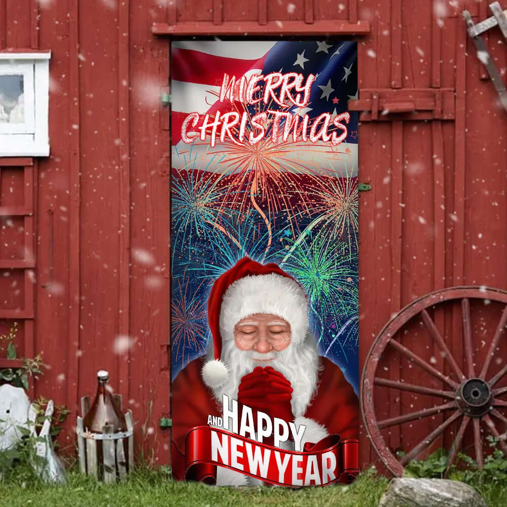 Happy New Year And Merry Christmas Door Cove - Christmas Outdoor Decoration