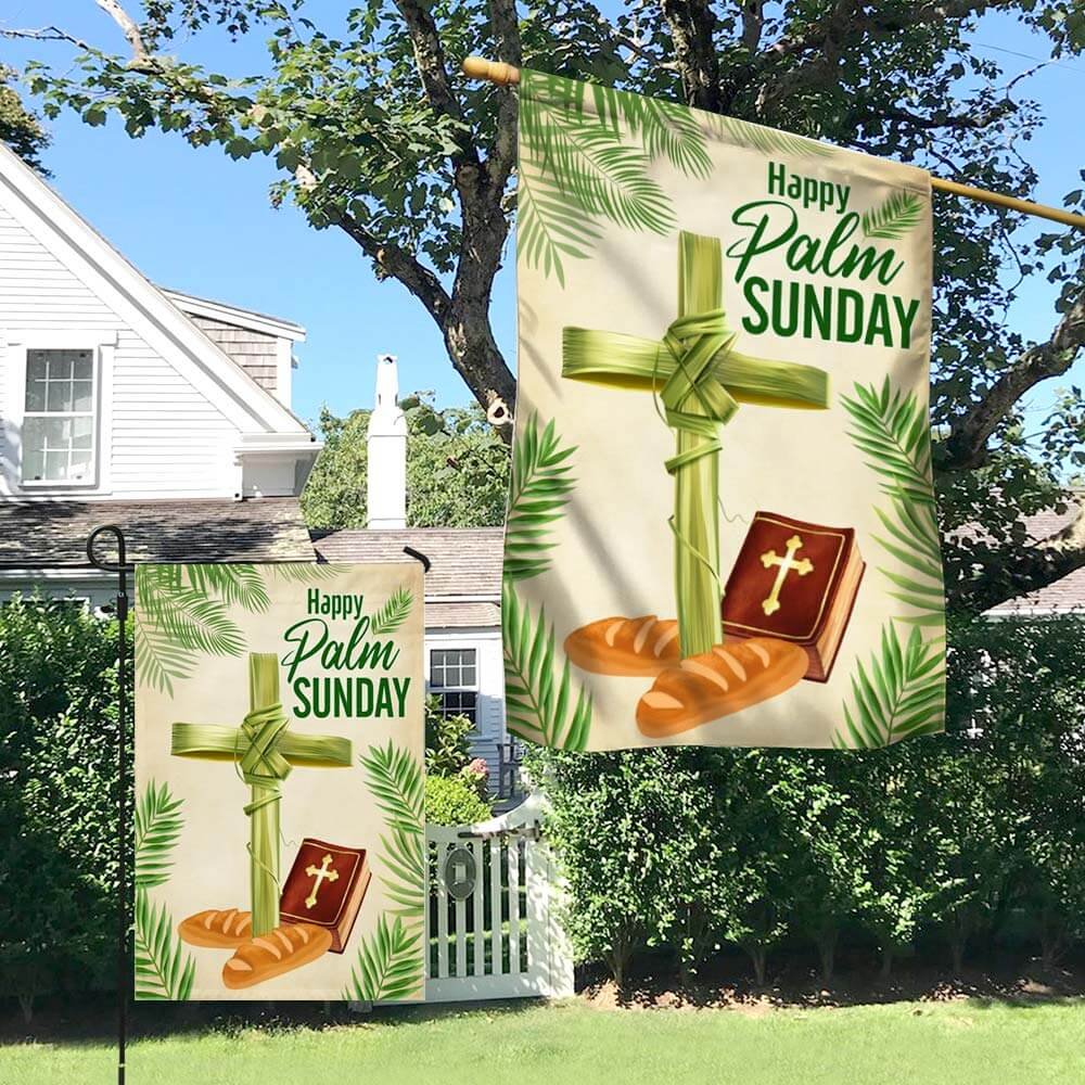 Happy Palm Sunday Jesus Is The Resurrection Happy Easter Flag - Religious Easter House Flags - Christian Flag