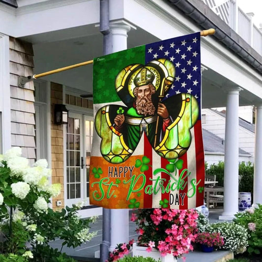 Happy Saint Patrick's Day Irish American House Flag 1 - St Patrick's Day Garden Flag - St. Patrick's Day Decorations