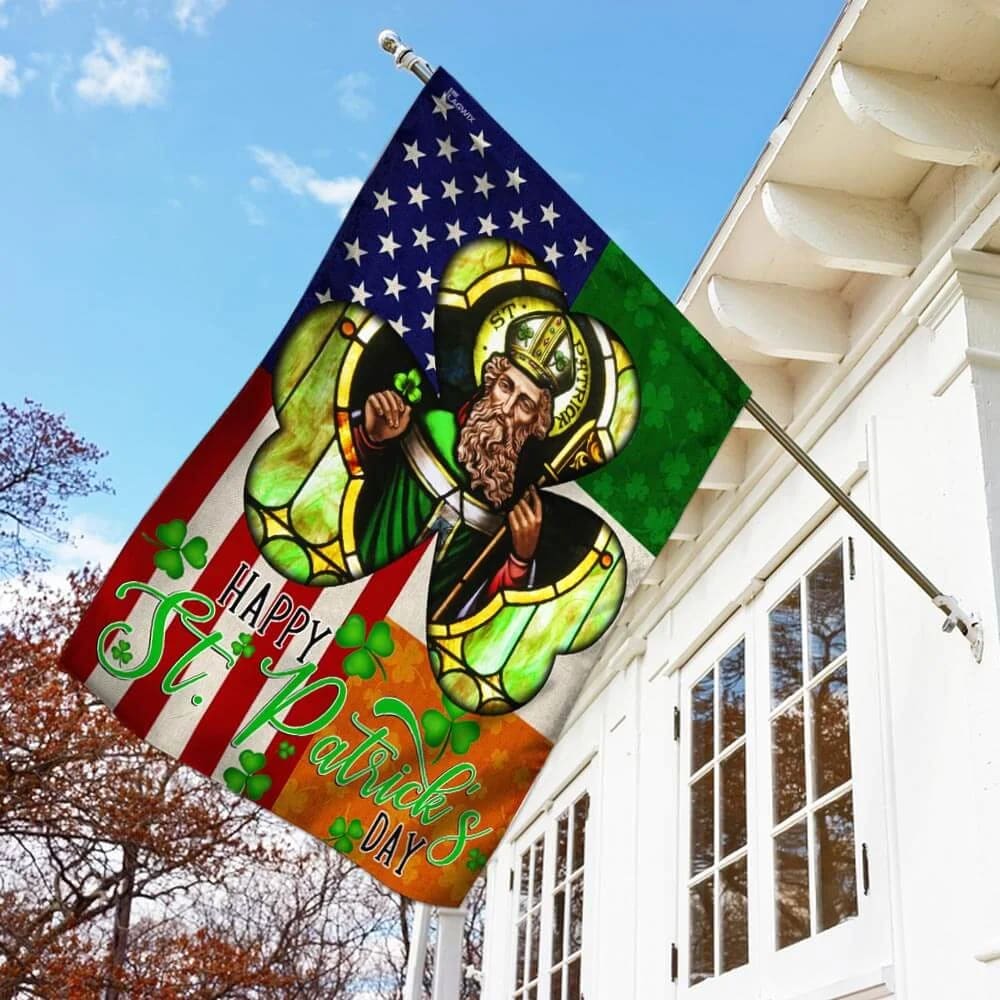 Happy Saint Patrick's Day Irish American House Flag 1 - St Patrick's Day Garden Flag - St. Patrick's Day Decorations