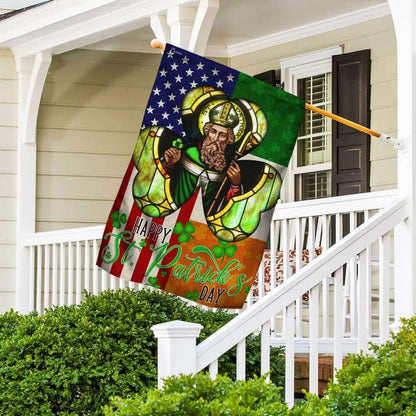 Happy Saint Patrick's Day Irish American House Flag 1 - St Patrick's Day Garden Flag - St. Patrick's Day Decorations