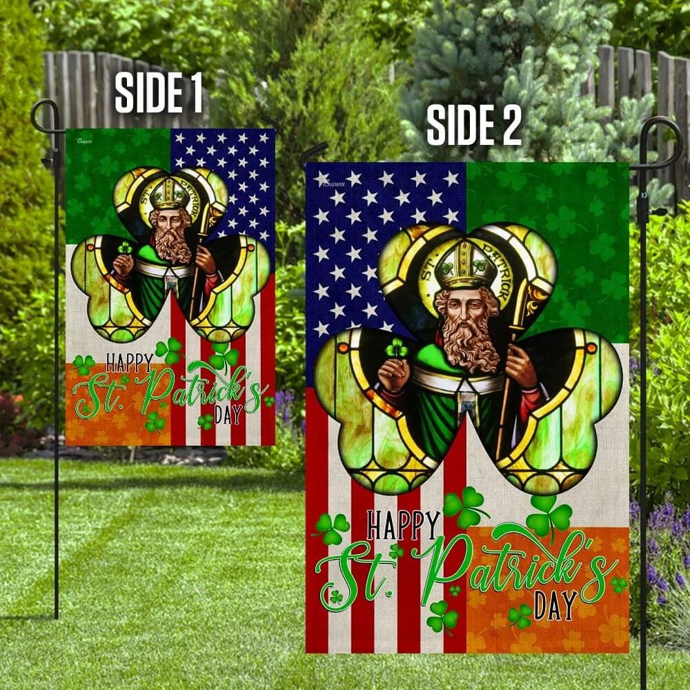 Happy Saint Patrick's Day Irish American House Flag 1 - St Patrick's Day Garden Flag - St. Patrick's Day Decorations