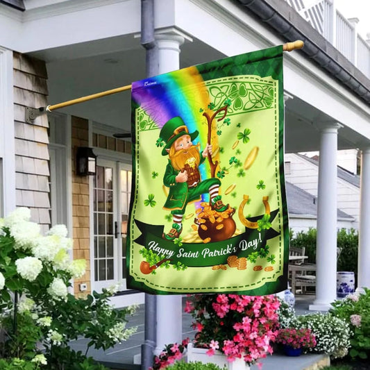 Happy Saint Patrick's Day Leprechaun House Flag - St Patrick's Day Garden Flag - St. Patrick's Day Decorations