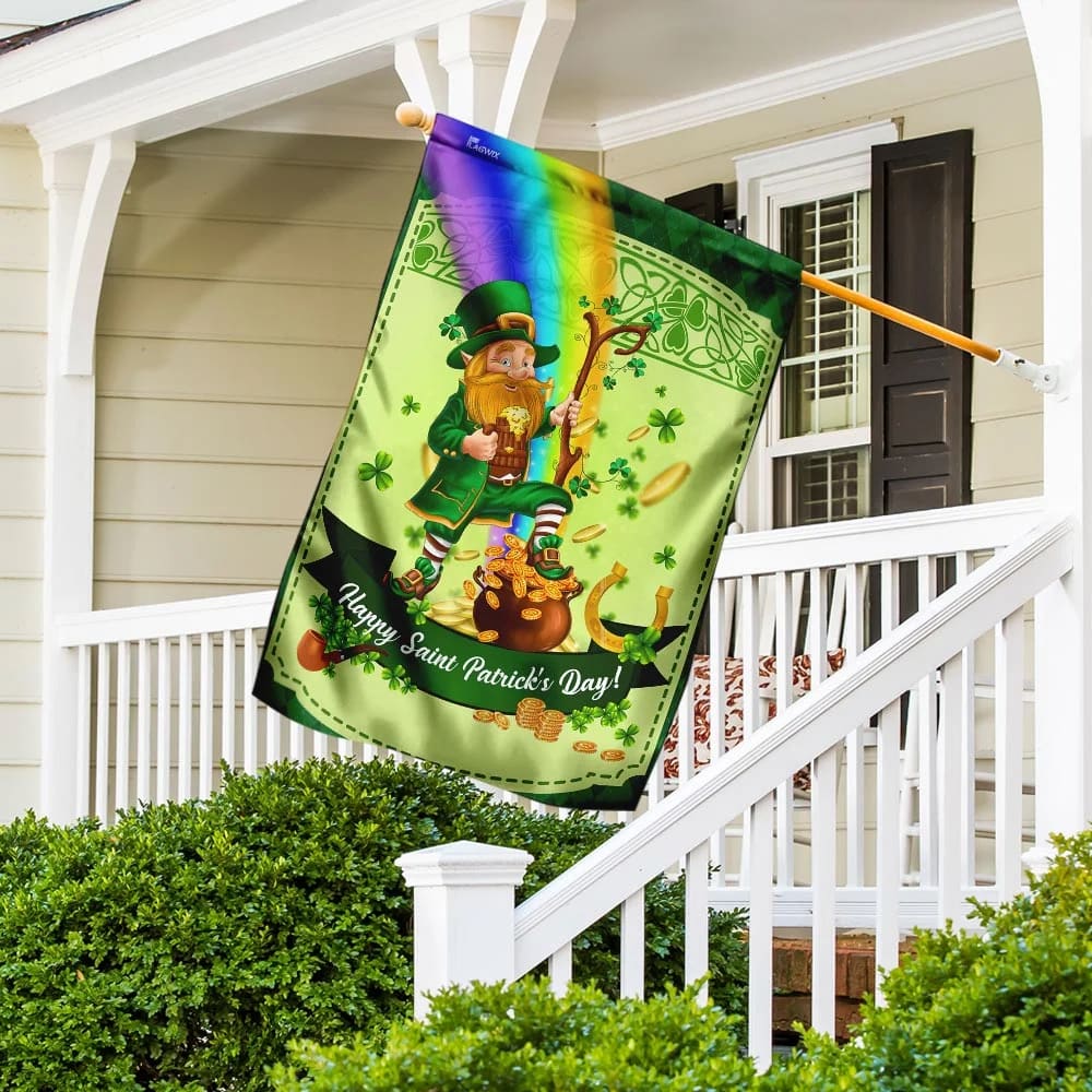 Happy Saint Patrick's Day Leprechaun House Flag - St Patrick's Day Garden Flag - St. Patrick's Day Decorations