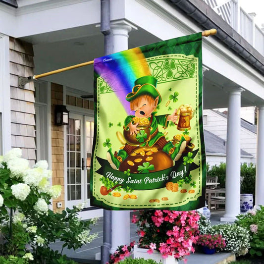 Happy Saint Patrick's Day Leprechaun House Flag 1 - St Patrick's Day Garden Flag - St. Patrick's Day Decorations