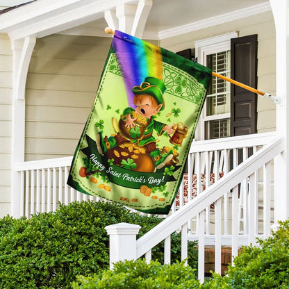 Happy Saint Patrick's Day Leprechaun House Flag 1 - St Patrick's Day Garden Flag - St. Patrick's Day Decorations