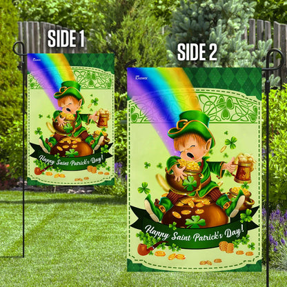 Happy Saint Patrick's Day Leprechaun House Flag 1 - St Patrick's Day Garden Flag - St. Patrick's Day Decorations