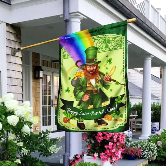 Happy Saint Patrick's Day Leprechaun House Flag 2 - St Patrick's Day Garden Flag - St. Patrick's Day Decorations