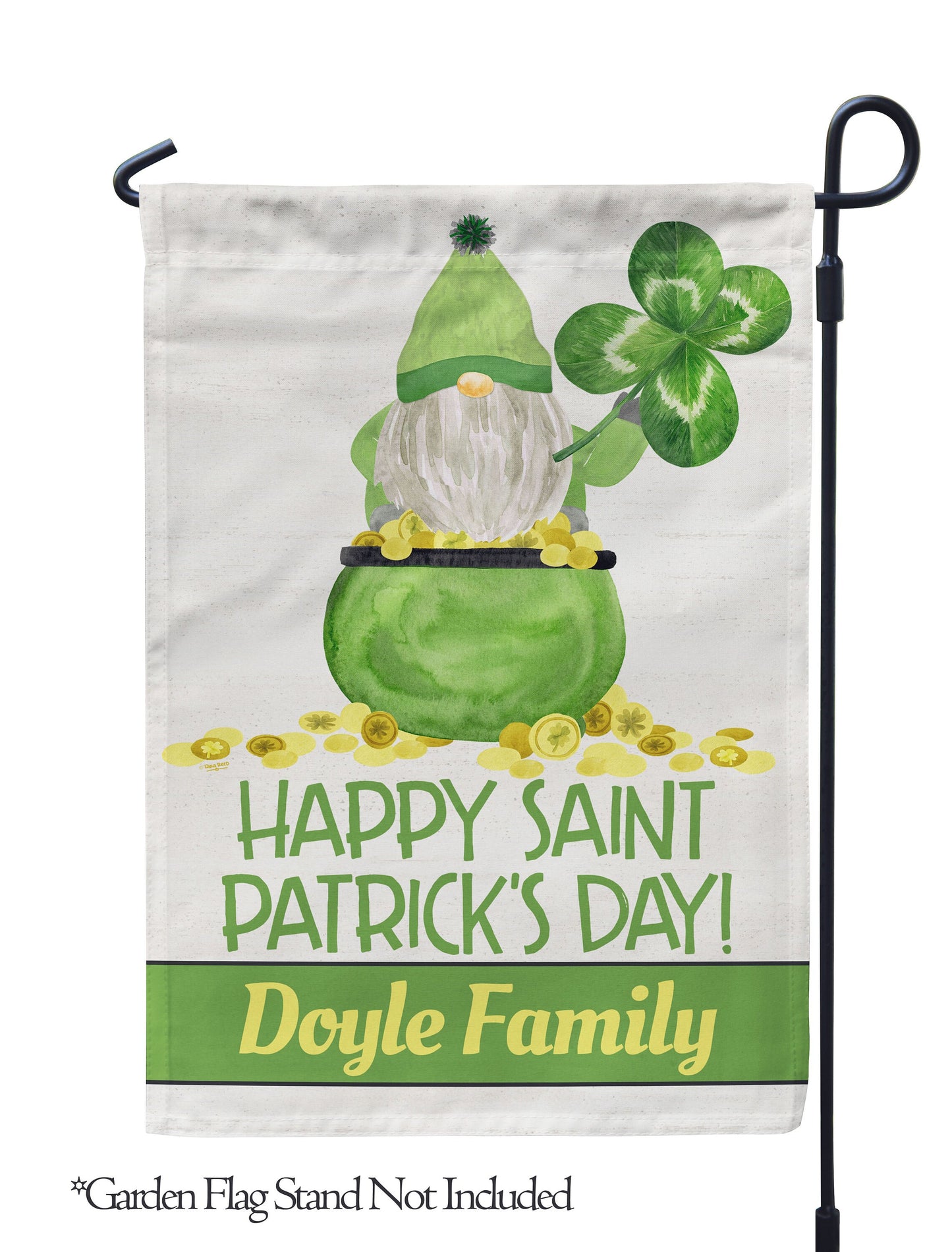 Happy St. Patrick's Day Gnome 1 Personalized House Flag - St. Patrick's Day Garden Flag - St. Patrick's Day Decorative Flags