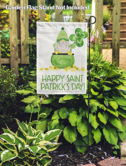 Happy St. Patrick's Day Gnome 1 Personalized House Flag - St. Patrick's Day Garden Flag - St. Patrick's Day Decorative Flags
