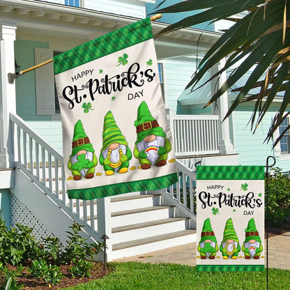 Happy St. Patrick's Day Gnome House Flag - St Patrick's Day Garden Flag - St. Patrick's Day Decorations