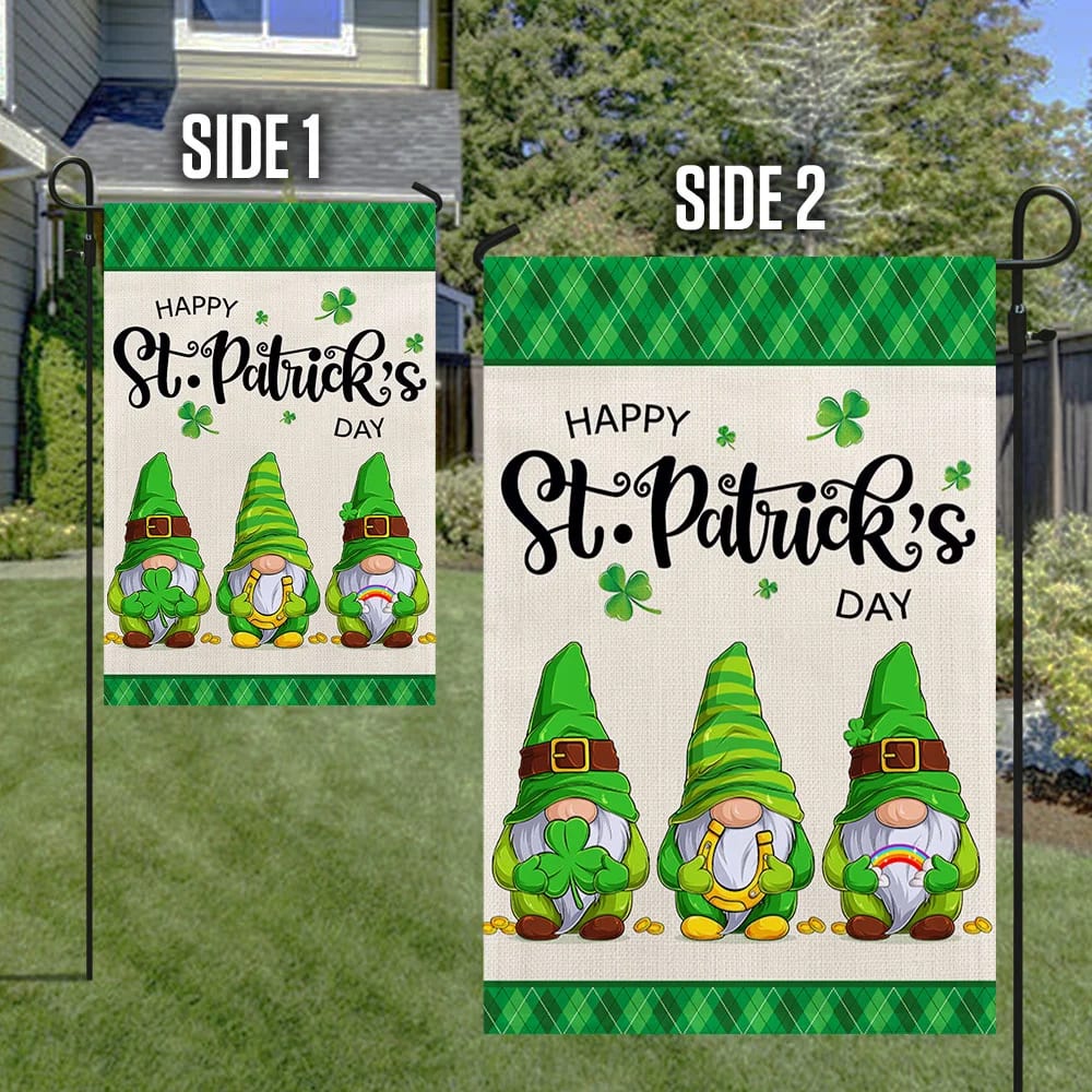 Happy St. Patrick's Day Gnome House Flag - St Patrick's Day Garden Flag - St. Patrick's Day Decorations