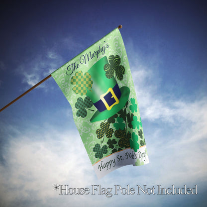 Happy St. Patrick's Day Gnome Personalized House Flag - St. Patrick's Day Garden Flag - St. Patrick's Day Decorative Flags