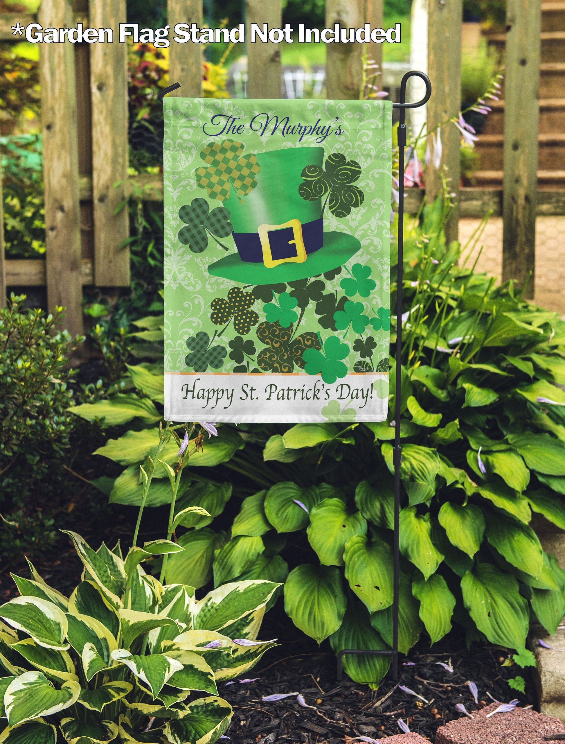 Happy St. Patrick's Day Gnome Personalized House Flag - St. Patrick's Day Garden Flag - St. Patrick's Day Decorative Flags