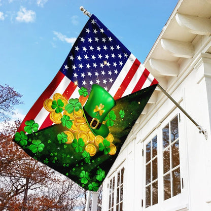 Happy St. Patrick's Day Hat House Flag - St Patrick's Day Garden Flag - St. Patrick's Day Decorations
