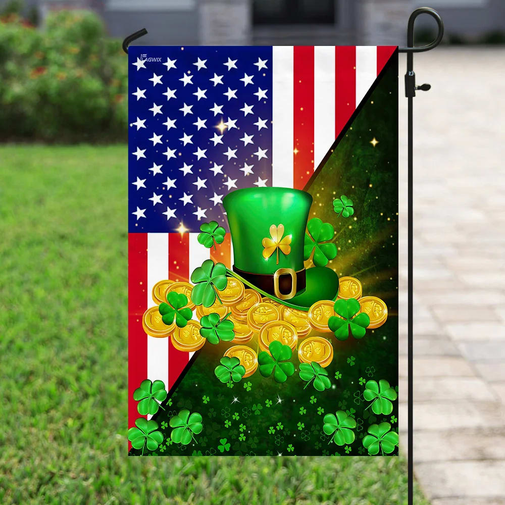 Happy St. Patrick's Day Hat House Flag - St Patrick's Day Garden Flag - St. Patrick's Day Decorations