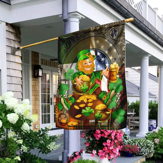 Happy St. Patrick's Day Irish American Leprechaun House Flag 1 - St Patrick's Day Garden Flag - St. Patrick's Day Decorations