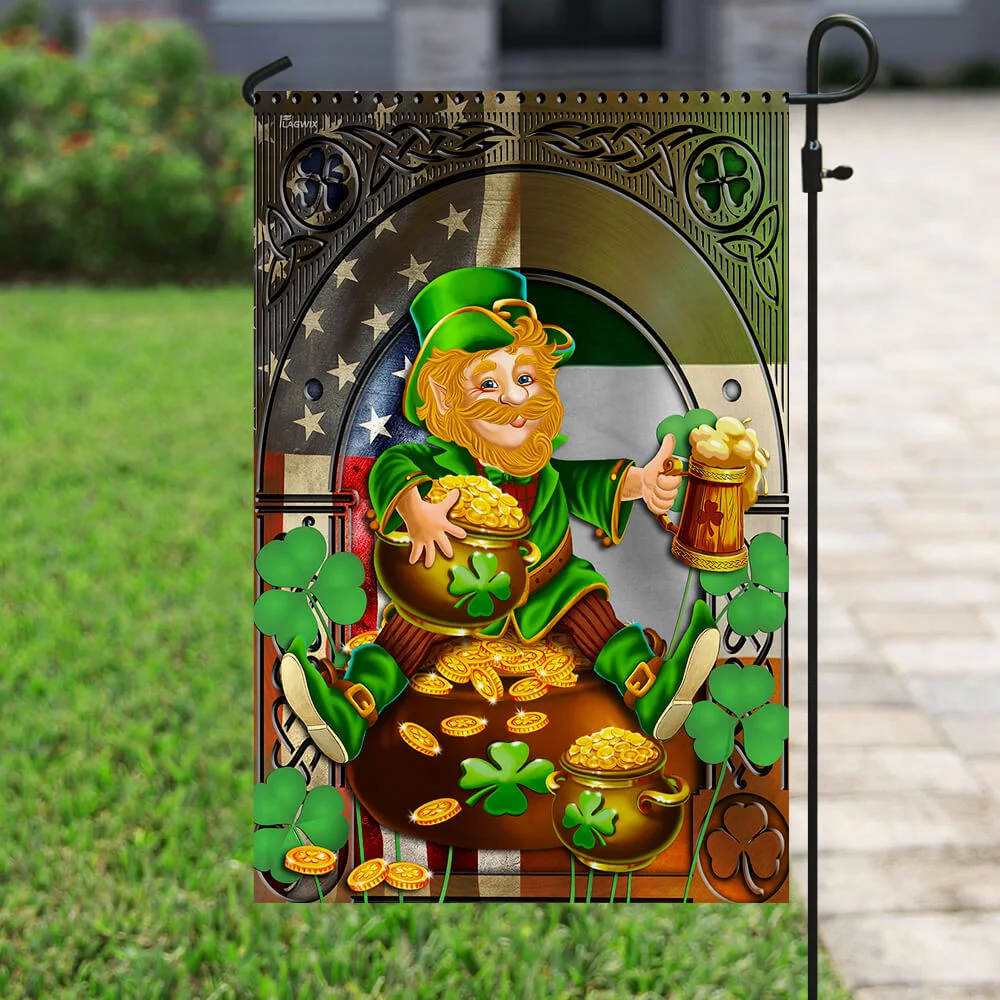 Happy St. Patrick's Day Irish American Leprechaun House Flag 1 - St Patrick's Day Garden Flag - St. Patrick's Day Decorations