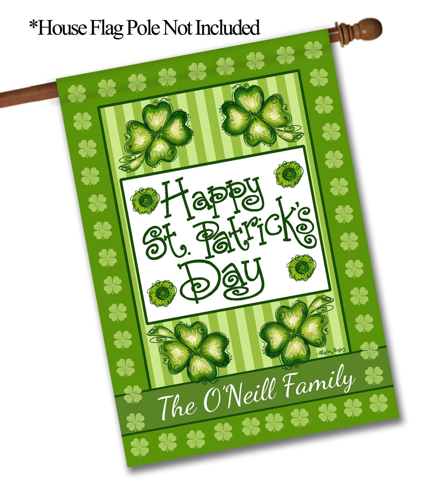 Happy St. Patrick's Day Personalized House Flag - St. Patrick's Day Garden Flag - St. Patrick's Day Decorative Flags