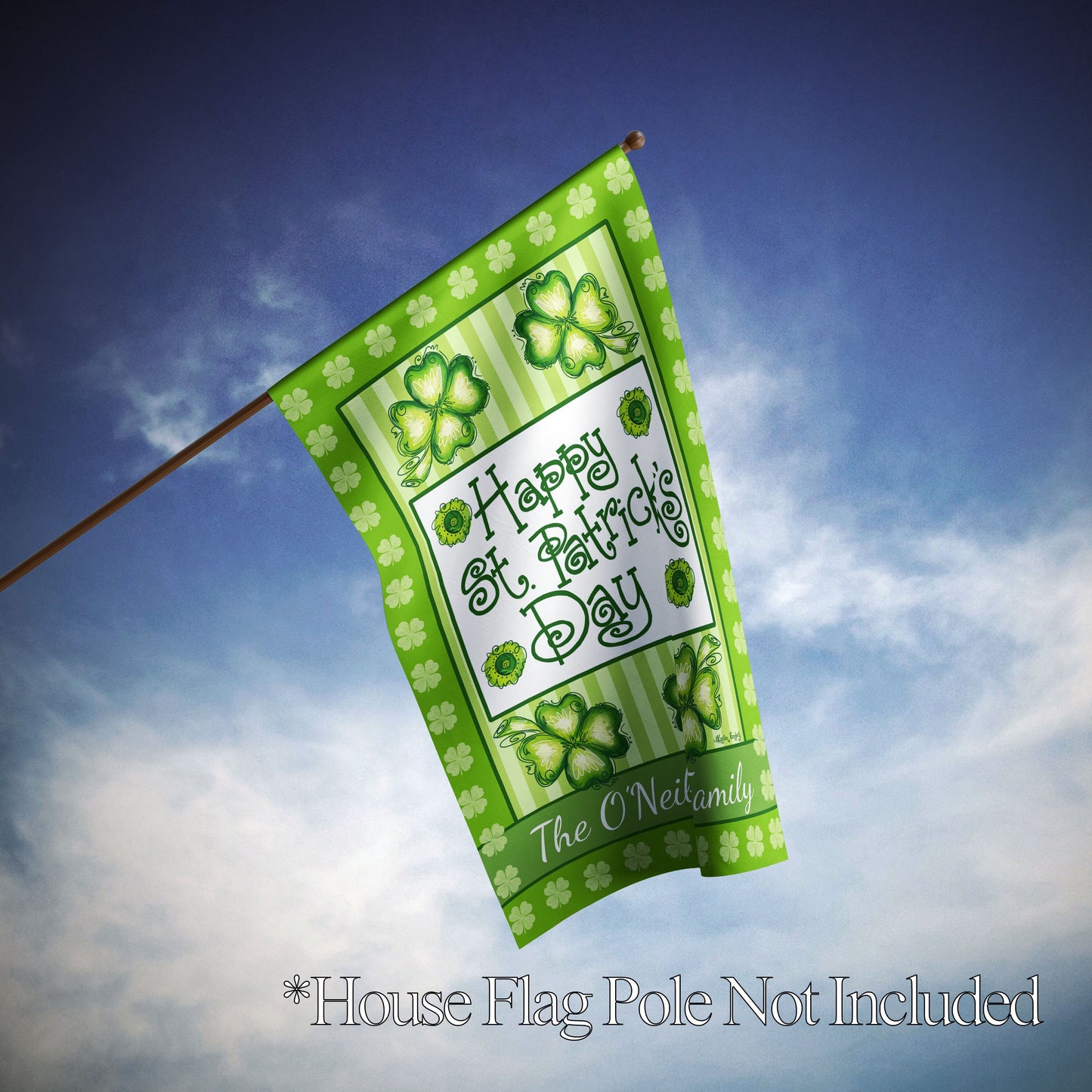 Happy St. Patrick's Day Personalized House Flag - St. Patrick's Day Garden Flag - St. Patrick's Day Decorative Flags