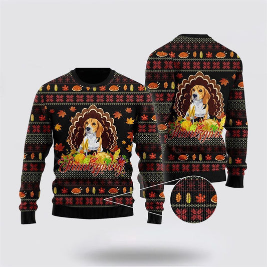 Happy Thanksgiving Funny Beagle Dog Ugly Christmas Sweater For Men And Women, Gift For Christmas, Best Winter Christmas Outfit