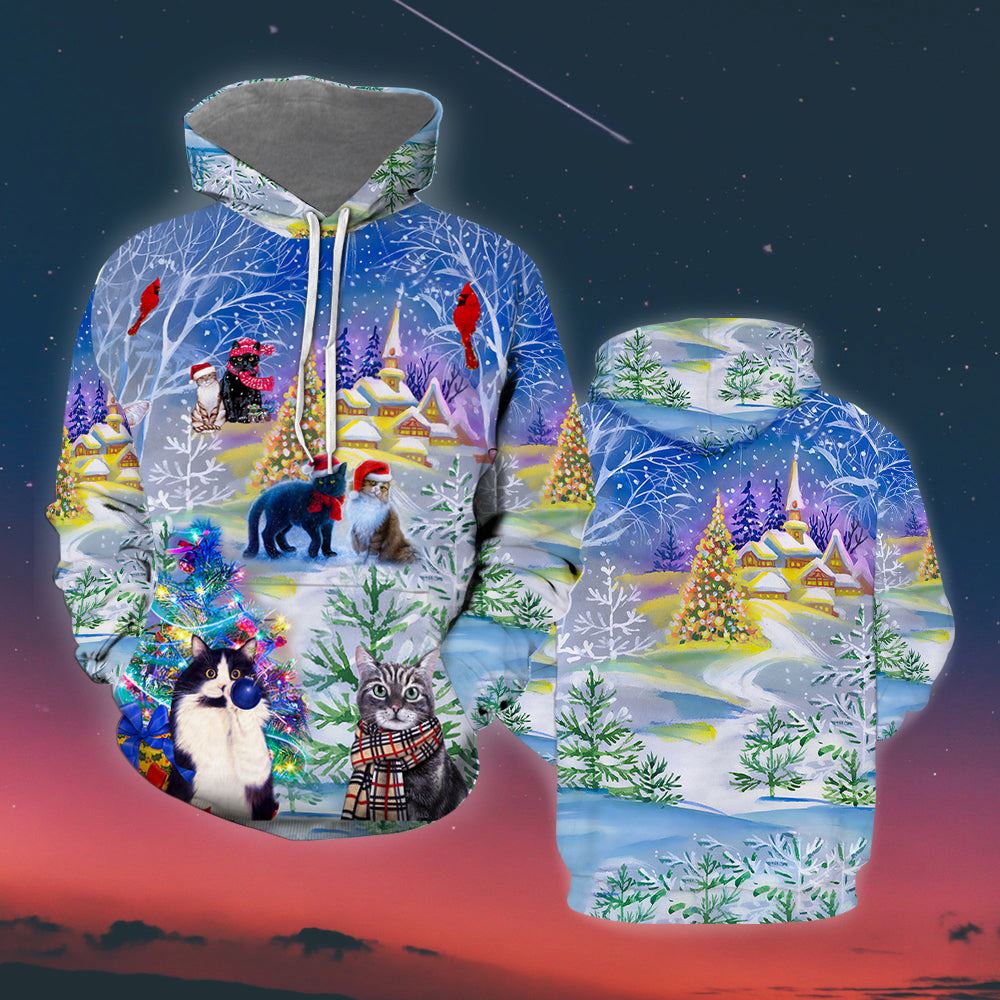 Have A Purry Purry Christmas Cat All Over Print 3D Hoodie For Men And Women, Best Gift For Cat lovers, Best Outfit Christmas