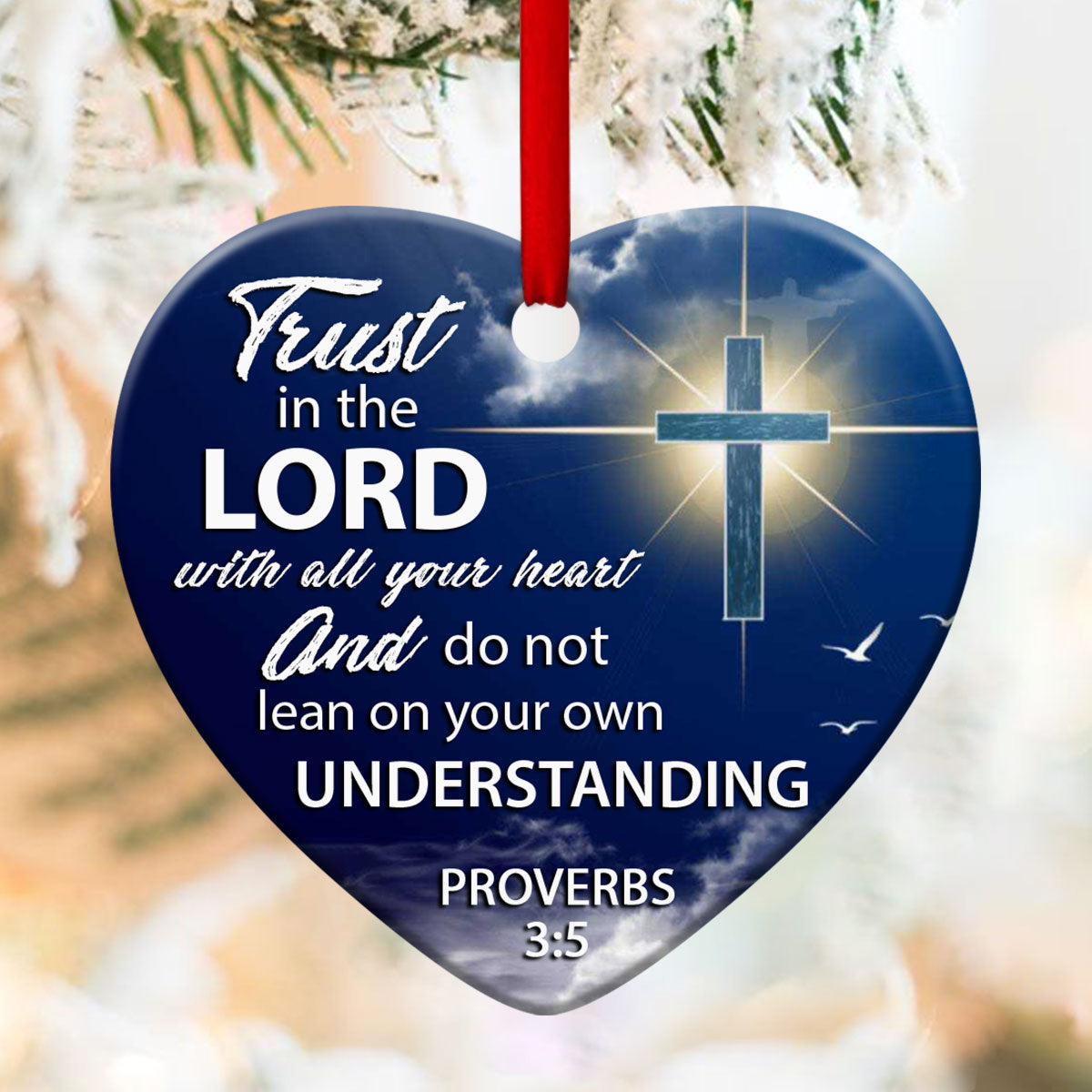 Have Faith In God - Beautiful Christian Ceramic Heart Ornament - Christmas Decor - Funny Ornament