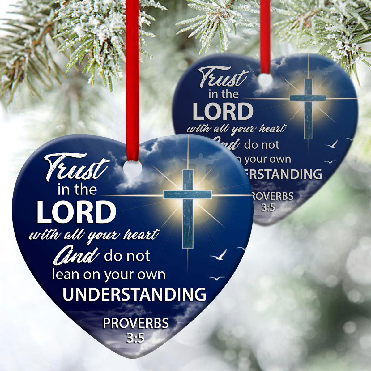 Have Faith In God - Beautiful Christian Ceramic Heart Ornament - Christmas Decor - Funny Ornament