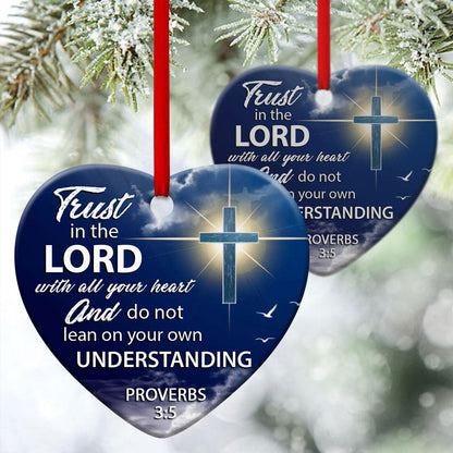 Have Faith In God - Beautiful Christian Ceramic Heart Ornament - Christmas Decor - Funny Ornament