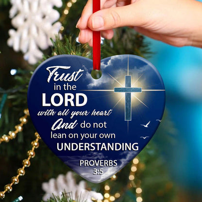 Have Faith In God - Beautiful Christian Ceramic Heart Ornament - Christmas Decor - Funny Ornament