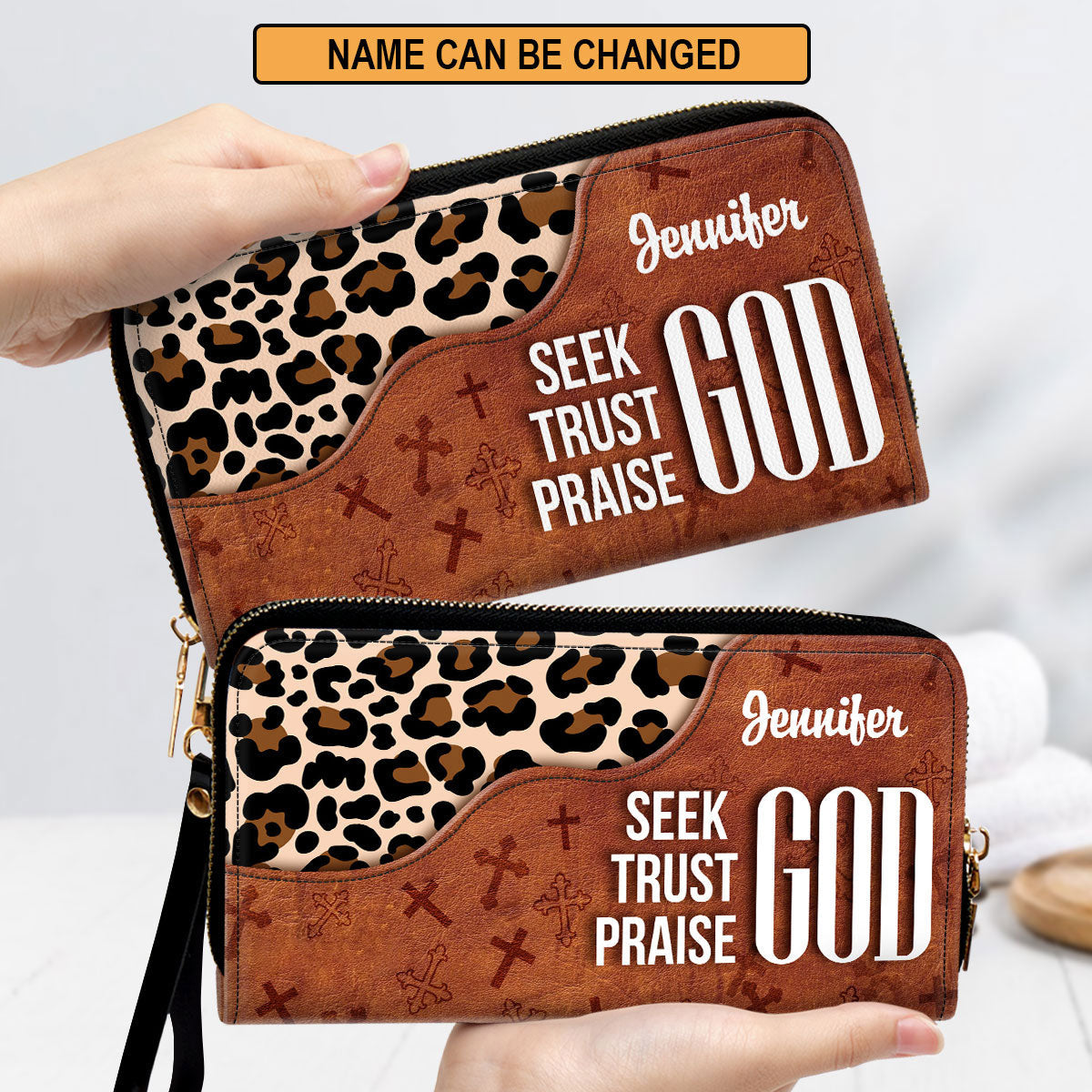 Have Faith In God Clutch Purse For Women - Personalized Name - Christian Gifts For Women