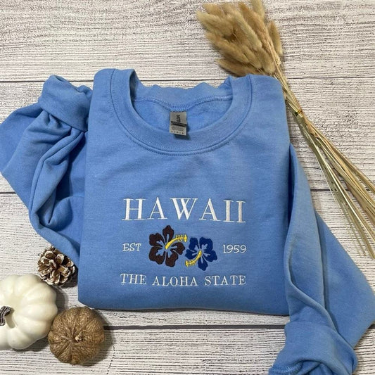 Hawaii Aloha Embroidered Sweatshirt, Women's Embroidered Sweatshirts