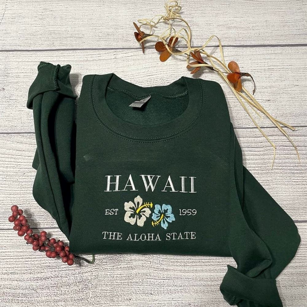 Hawaii Aloha Embroidered Sweatshirt, Women's Embroidered Sweatshirts