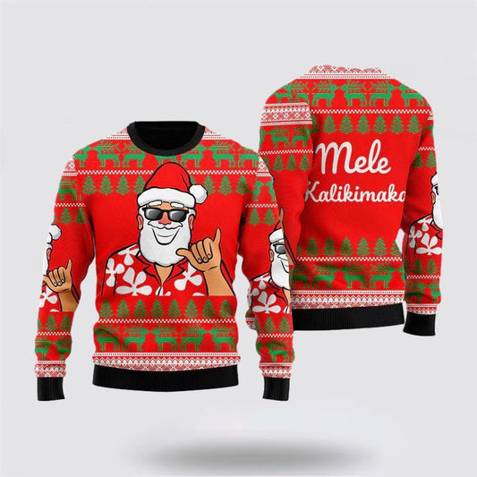 Hawaii Santa Claus Funny Ugly Christmas Sweater For Men And Women, Best Gift For Christmas, The Beautiful Winter Christmas Outfit