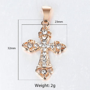 Gold Cross Pendant Necklace With Clear Crystal For Men and Women 2