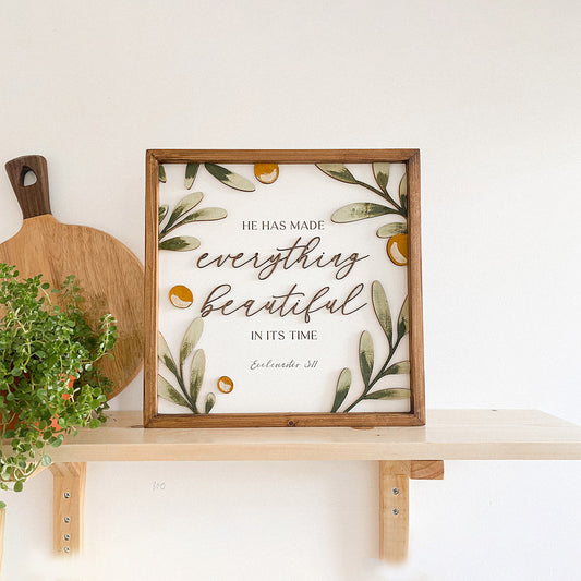 He Has Made Everything Beautiful In Its Time Wood Sign - Christian Wood Signs - Bible Verse Wall Art