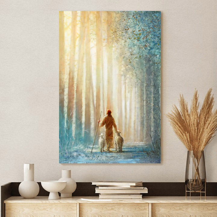 He Leadeth Me Canvas Poster - Jesus Christ And The Lambs Vertical Canvas Wall Art - Ciaocustom