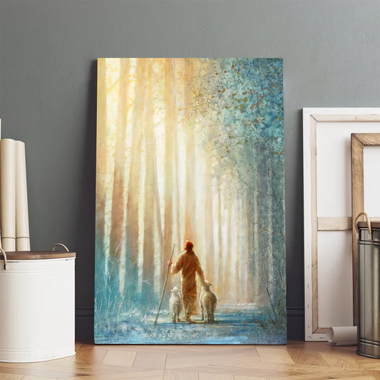 He Leadeth Me Canvas Poster - Jesus Christ And The Lambs Vertical Canvas Wall Art - Ciaocustom