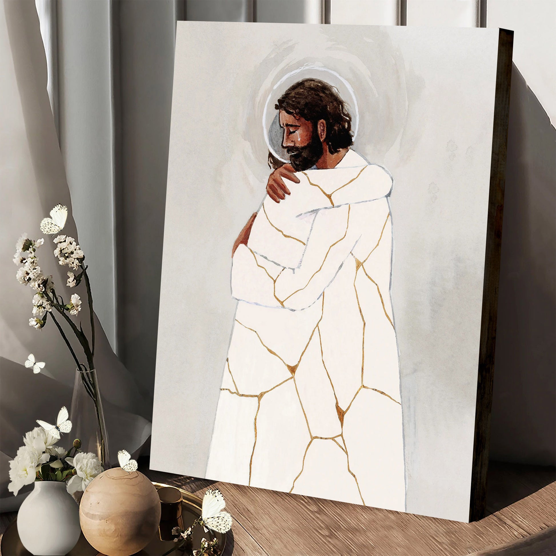 He Binds Up The Broken Hearted Kintsugi Christ Jesus - Jesus Canvas Art - Christian Wall Art