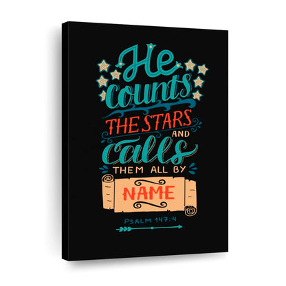 He Counts The Stars Bible Verse Canvas Wall Art - Canvas Religious Wall Art - Christian Wall Decor Living Room