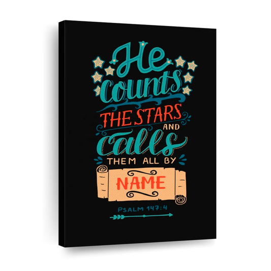 He Counts The Stars Bible Verse Canvas Wall Art - Canvas Religious Wall Art - Christian Wall Decor Living Room