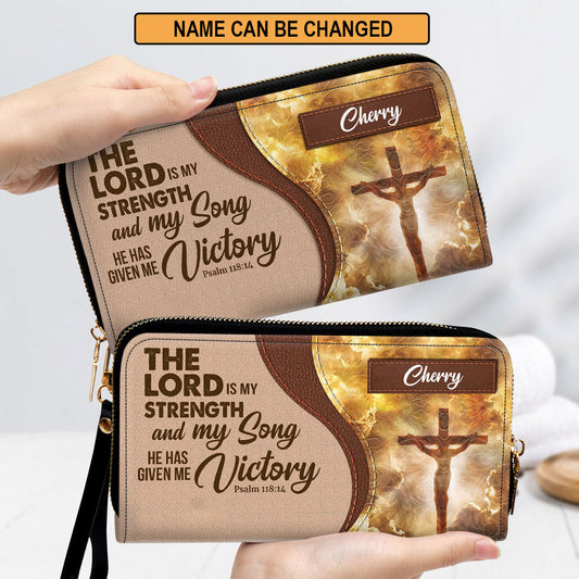 He Has Given Me Victory Clutch Purse For Women - Personalized Name - Christian Gifts For Women