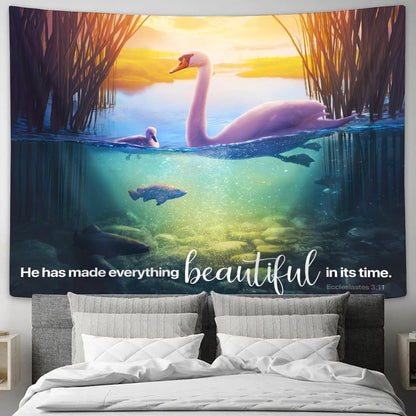 He Has Made Everything Beautiful In Its Time  Ecclesiastes 3 11  - Bible Tapestry - Christian Wall Tapestry