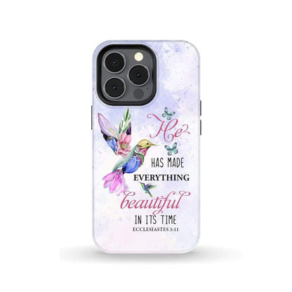 He Has Made Everything Beautiful In Its Time Hummingbird Bible Verse Phone Case - Scripture Phone Cases - Iphone Cases Christian