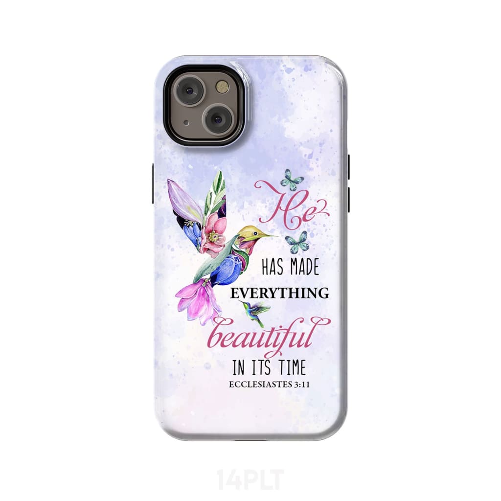 He Has Made Everything Beautiful In Its Time Hummingbird Bible Verse Phone Case - Scripture Phone Cases - Iphone Cases Christian