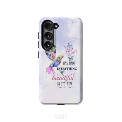 He Has Made Everything Beautiful In Its Time Hummingbird Bible Verse Phone Case - Scripture Phone Cases - Iphone Cases Christian