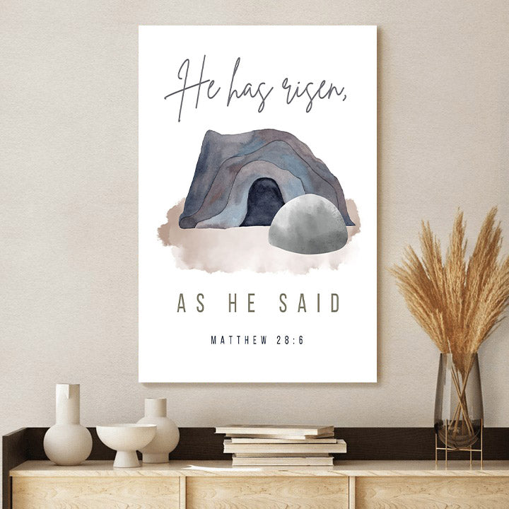 He Has Risen Printable Wall Art For Easter Print Christian - Jesus Christ Canvas - Christian Wall Art - Religious Canvas Art