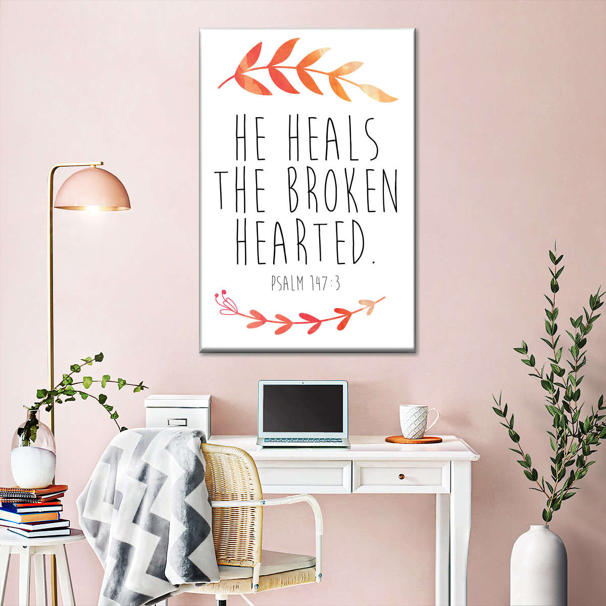He Heals The Broken Hearted Canvas Wall Art - Canvas Religious Wall Art - Christian Wall Decor Living Room