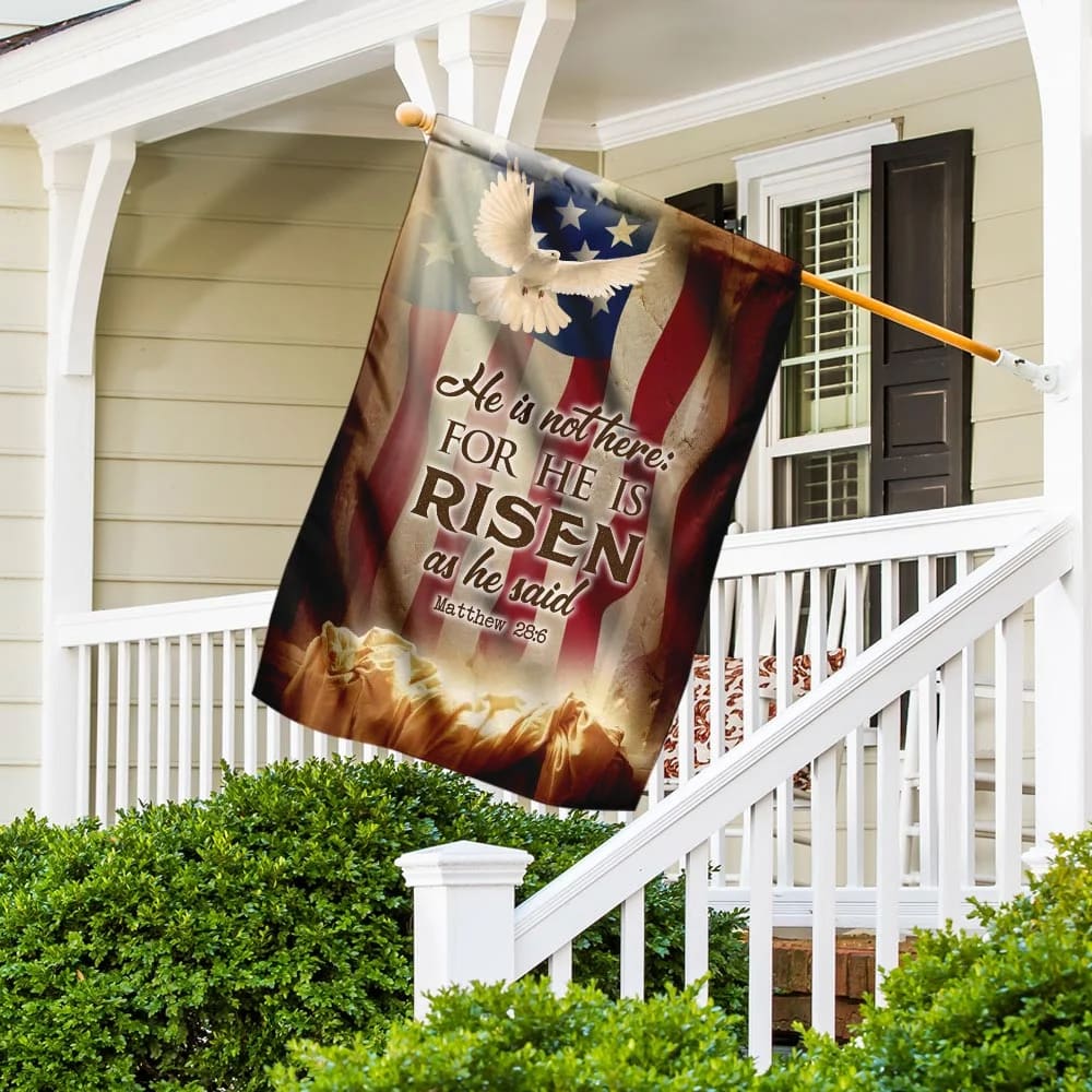 He Is Not Here As He He Risen Jesus Resurrection Easter Flag - Outdoor Christian House Flag - Christian Garden Flags
